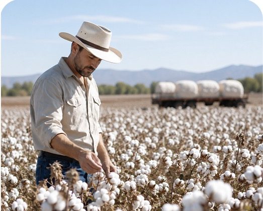 Cotton producer in a field