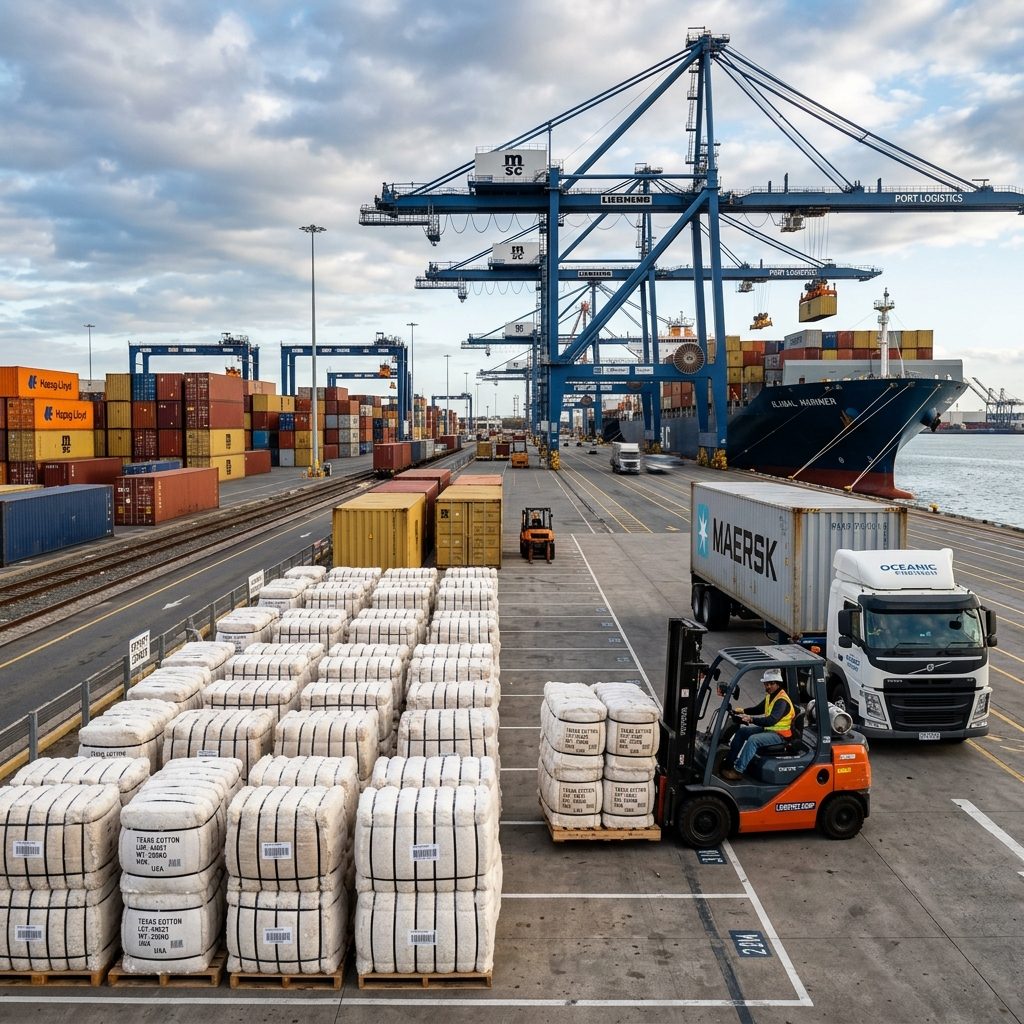 Cotton freight logistics representing shipment reliability